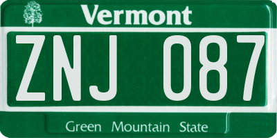 VT license plate ZNJ087