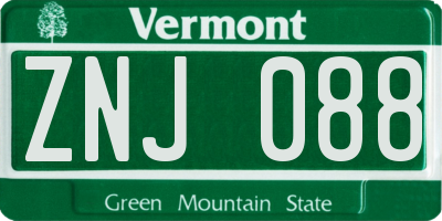 VT license plate ZNJ088