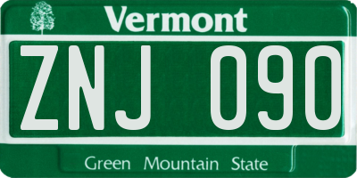 VT license plate ZNJ090