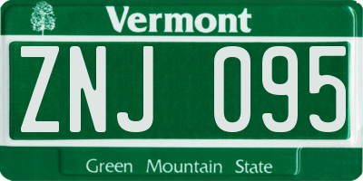VT license plate ZNJ095