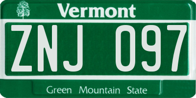 VT license plate ZNJ097