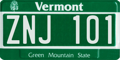 VT license plate ZNJ101