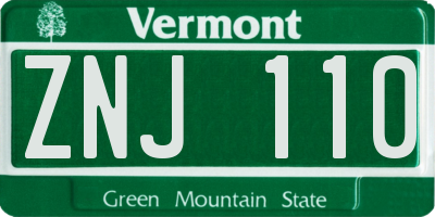 VT license plate ZNJ110