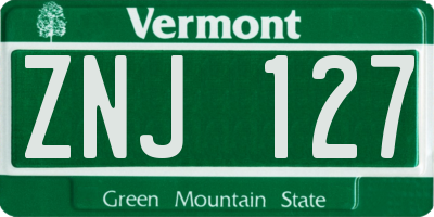 VT license plate ZNJ127