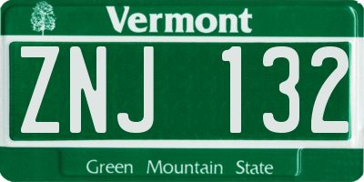 VT license plate ZNJ132
