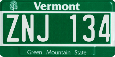 VT license plate ZNJ134