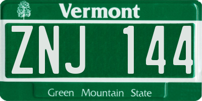 VT license plate ZNJ144