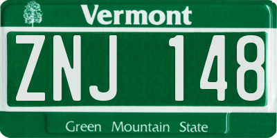 VT license plate ZNJ148