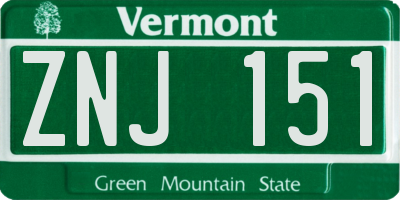 VT license plate ZNJ151