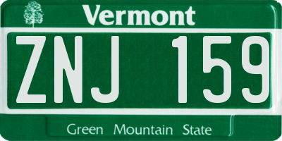 VT license plate ZNJ159