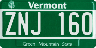 VT license plate ZNJ160