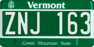 VT license plate ZNJ163