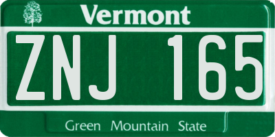 VT license plate ZNJ165