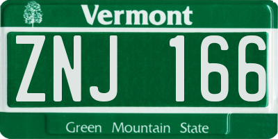 VT license plate ZNJ166