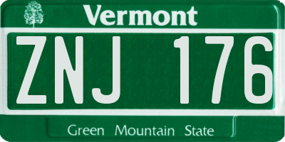 VT license plate ZNJ176