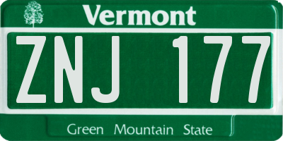 VT license plate ZNJ177
