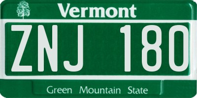 VT license plate ZNJ180