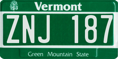 VT license plate ZNJ187