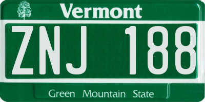 VT license plate ZNJ188