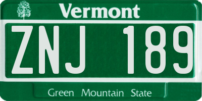VT license plate ZNJ189
