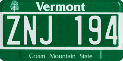 VT license plate ZNJ194