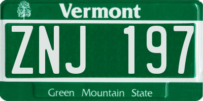 VT license plate ZNJ197