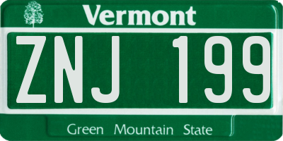 VT license plate ZNJ199
