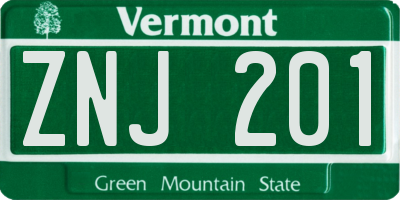 VT license plate ZNJ201