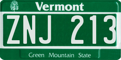VT license plate ZNJ213