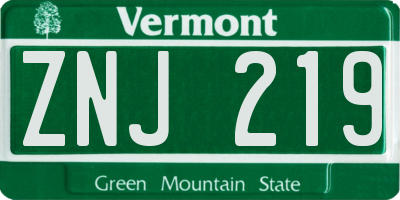 VT license plate ZNJ219