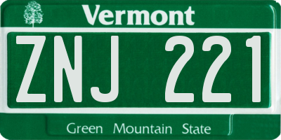 VT license plate ZNJ221