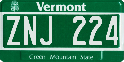 VT license plate ZNJ224