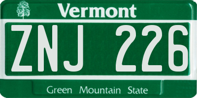 VT license plate ZNJ226