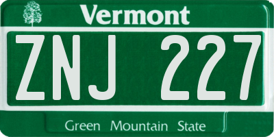 VT license plate ZNJ227