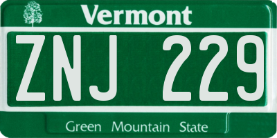 VT license plate ZNJ229