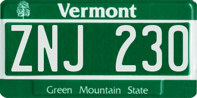 VT license plate ZNJ230