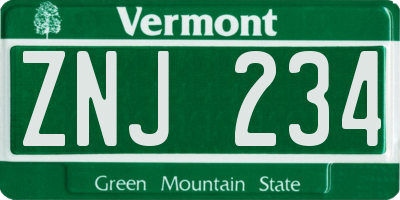 VT license plate ZNJ234