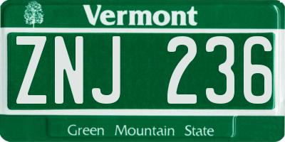 VT license plate ZNJ236