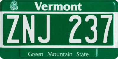 VT license plate ZNJ237