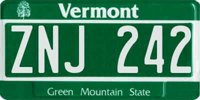 VT license plate ZNJ242