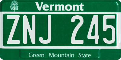 VT license plate ZNJ245