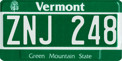 VT license plate ZNJ248