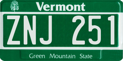 VT license plate ZNJ251