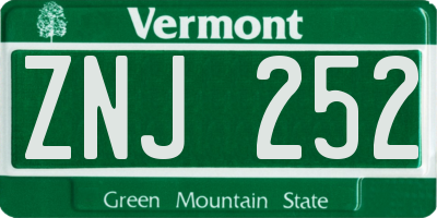 VT license plate ZNJ252