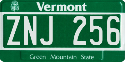 VT license plate ZNJ256