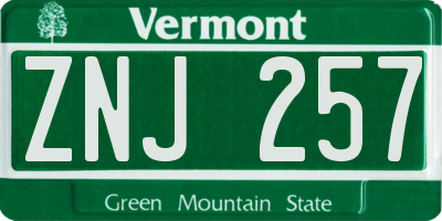 VT license plate ZNJ257