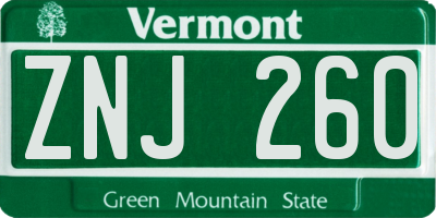 VT license plate ZNJ260
