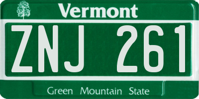 VT license plate ZNJ261
