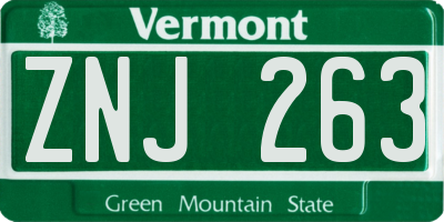 VT license plate ZNJ263