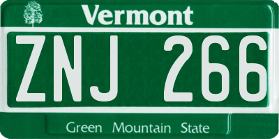 VT license plate ZNJ266